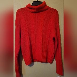 Girls copper key red knitted turtleneck sweater